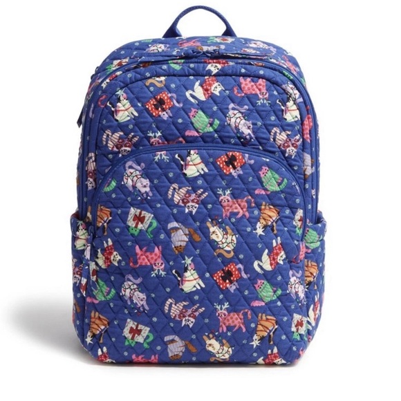 Vera Bradley Handbags - NWT Vera Bradley Cotton Essential Large Backpack Catnip Christmas
Cats Blue $159